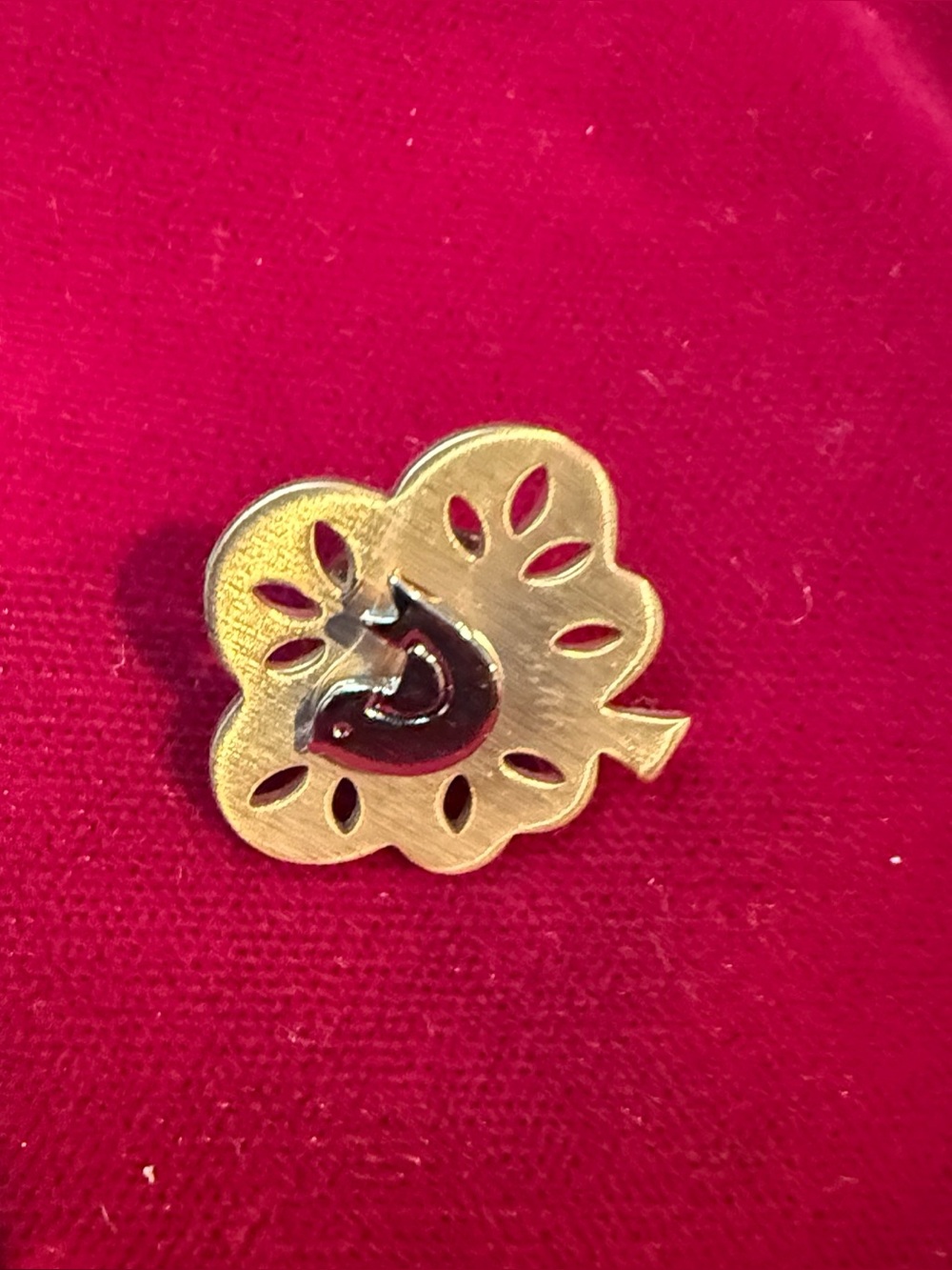 Gold-Tone Bird in Tree Pin Brooch with Silver Bird Accent